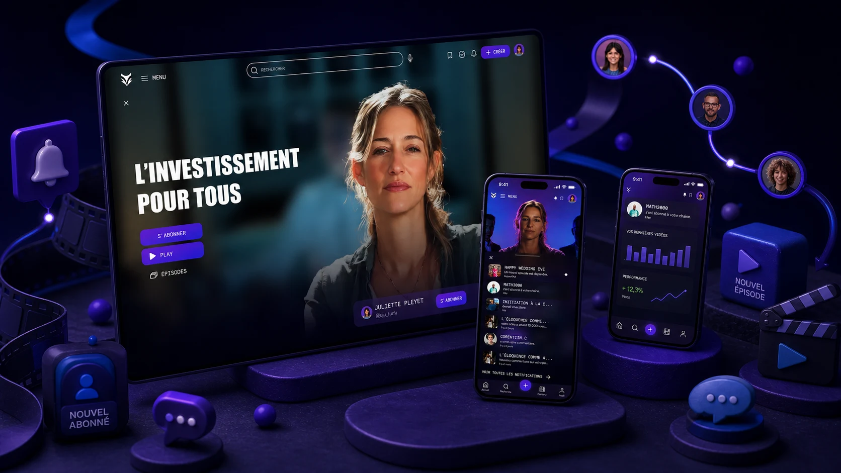 Expérience responsive Streamynx intégrée dans un univers de notifications